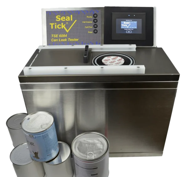 TSE6084 CAN Integrity Tester, a high-precision vacuum leak tester designed for non-destructive package integrity testing of cans in food, beverage, aerosol, and pharmaceutical industries.