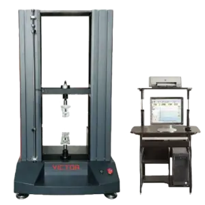 The VEW 2308E universal testing machine, a high-precision system for tensile, compression, and bending tests.